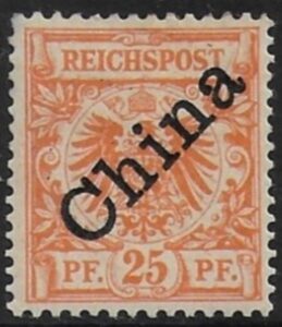 German Post Offices in China SG.5 25pf orange. overprinted 'China' at 48º M/M