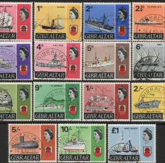 1967 Gibraltar SG.200-13 Ships Set of 15 values used