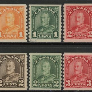 1930-1 Canada SG.304-9 Coil Stamps Set of 6 values mounted mint
