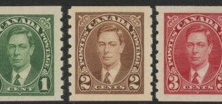 1937 Canada SG.368-70 Coil Stamps Set of 3 values mounted mint