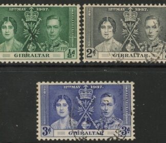 1937 Gibraltar SG.118-20 Coronation Set of 3 values used.