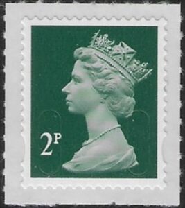 U3056  2p 2b deep green (no date no source code) DLR sheet stamp. U/M (MNH)