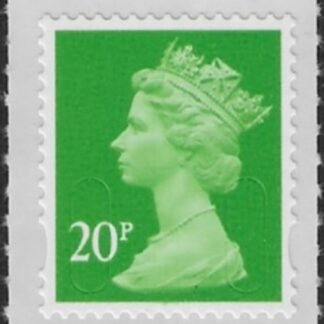 U3059  20p 2b bright green (no date no source code) DLR sheet stamp.U/M (MNH)