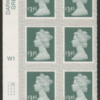 U2970  £3.45  2B greyish green   M19L  cyld.   grid position R1 C2   SBP  s/L  Walsall  U/M (MNH)