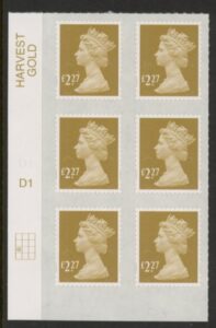 U2958 £2.27 bistre  M17L cyld. D1 grid position R3 C1 SBP plain DLR U/M (MNH)