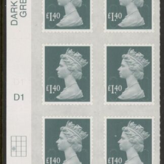 U2941 £1.40 grey-green 2B  M17L  cyld. D1  grid position R3 C1   SBP  plain  DLR  U/M (MNH)