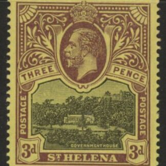 1913 St. Helena SG.77 3d black & purple/yellow mounted mint