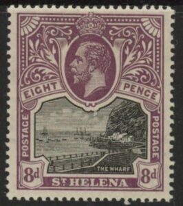 1913 St. Helena SG.78 black & dull purple mounted mint
