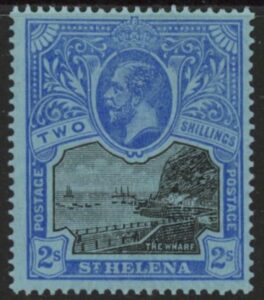1913 St. Helena SG.80 2s black & blue/blue mounted mint