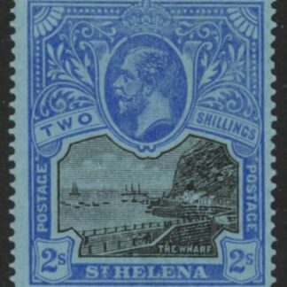 1913 St. Helena SG.80 2s black & blue/blue mounted mint