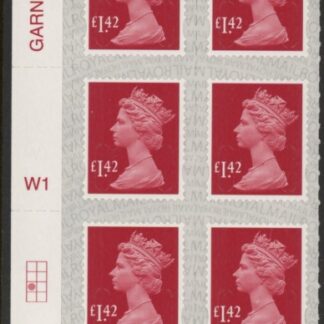 U2942 £1.42 deep rose-red 2B  M20L  cyld. W1  grid position R3 C1   SBP s/L DLR  U/M (MNH)