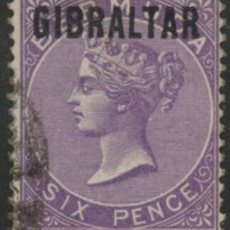 1886 Gibraltar.  SG.6  6d  deep lilac  fine used.