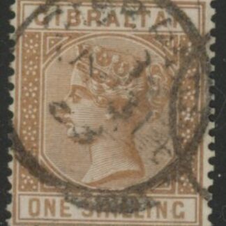 1887 Gibraltar.  SG.14  1/-  bistre. fine used.