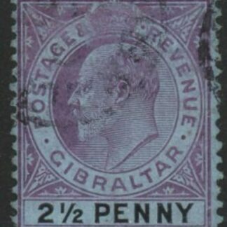 1907 Gibraltar.  SG.59 2½d purple & black/blue . fine used.