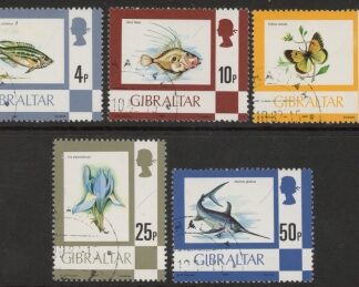 1981 Gibraltar SG.379b-383a-384a-386a-387a Chalky paper used