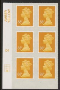 U2931  88p yellow 2B  MA13  cyld.  D1  grid position R4 C2  DLR U/M (MNH)