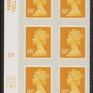 U2931  88p yellow 2B  MA13  cyld.  D1  grid position R4 C2  DLR U/M (MNH)