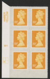 U2931  88p yellow 2B  M13L  cyld.  W1  grid position R2 C1  Walsall U/M (MNH)