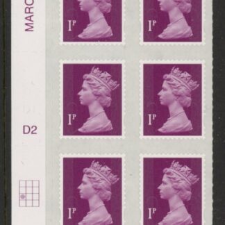 U2920  1p  2B deep crimson   M15L  cyld. D2  grid position R4 C1    DLR  U/M (MNH)