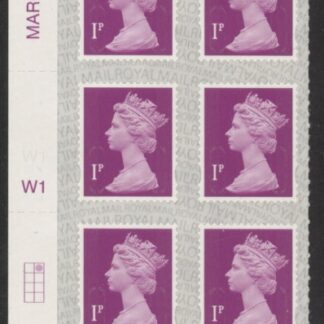 U2920  1p deep crimson M21L Cyld. W1  grid position  R1 C2  SBP T3 s/L  Walsall/ISP  U/M (MNH)