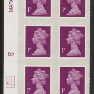 U2920  1p  2B deep crimson   M12L  cyld. D2  grid position R3 C1   DLR  U/M (MNH)