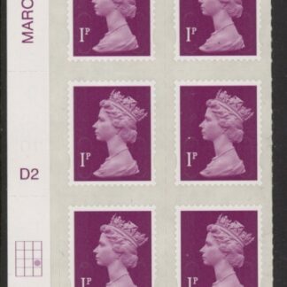 U2920  1p  2B deep crimson   M12L  cyld. D2  grid position R3 C3   DLR  U/M (MNH)