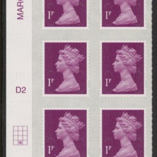 U2920  1p  2B deep crimson   M16L  cyld. D2  grid position R4 C2    DLR  U/M (MNH)