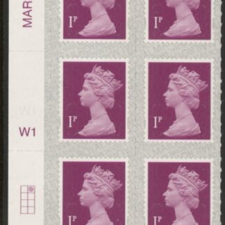 U2920  1p deep crimson M18L Cyld. W1  grid position  R1 C2  SBP s/L  Walsall/ISP  U/M (MNH)
