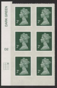 U2921 2p 2B deep green M12L cyld. D2 grid position R1 C3 DLR U/M (MNH)