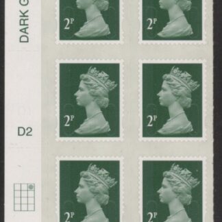 U2921  2p 2B deep green M12L  cyld. D2  grid position R1  C3  DLR  U/M (MNH)