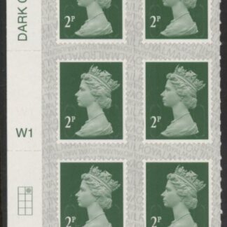 U2921  2p 2B deep green M20L  cyld. W1  grid position R1  C2  SBP s/L Walsall  U/M (MNH)
