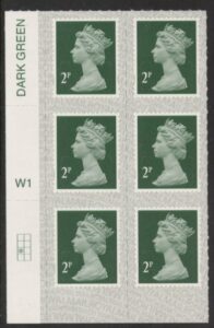 U2921  2p 2B deep green M19L  cyld. W1  grid position R3  C1  SBP s/L  Walsall  U/M (MNH)