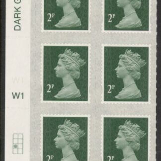 U2921  2p 2B deep green M18L  cyld. W1  grid position R3  C1 SBP T3 s/L (faint) Walsall  U/M (MNH)