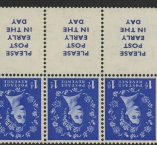 SB24ab Tudor Crown  wmk inverted.3 x 1d + 3 labels, (modified setting.) perf I (good perfs) U/M (MNH)