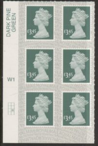 U2970  £3.45 greyish green 2B  M19L  Cyld. W1 grid position R3 C2  SBP  s/L  Walsall  U/M (MNH)