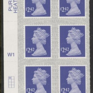 U2960 £2.42 violet  M20L cyld. W1 grid position R1 C1 SBP  s/L  Walsall  U/M (MNH)