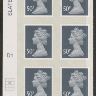 U2925  50p 2B  slate M12L  Cyld.  D1  grid position  R2 C2   DLR  U/M (MNH)