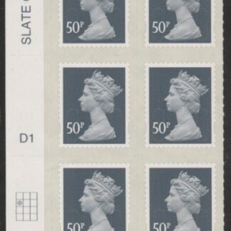 U2925  50p 2B  slate M12L  Cyld.  D1  grid position  R2 C1   DLR  U/M (MNH)