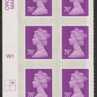 U2928  78p  2B mauve M13L  cyld. W1  grid position R1  C2   Walsall U/M (MNH)