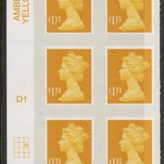 U2940  £1.33  yellow  'M16L'  cylinder D1 grid R2 C3 SBP plain DLR   U/M  (MNH)