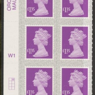 U2940a £1.35 mauve 2B  M19L  cyld. W1  grid position R1 C2   SBP   s/L  Walsall  U/M (MNH)