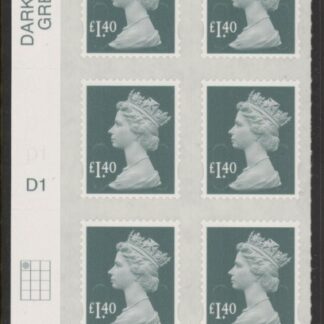 U2941 £1.40 grey-green 2B  M17L  cyld. D1  grid position R1 C1   SBP  plain  DLR  U/M (MNH)