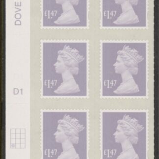 U2945 £1.47 lavender-grey 2B  M14L  cyld. D1  grid position R4 C1   SBP  plain  DLR  U/M (MNH)