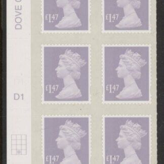 U2945 £1.47 lavender-grey 2B  M14L  cyld. D1  grid position R4 C2   SBP  plain  DLR  U/M (MNH)