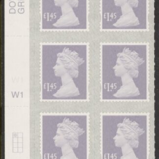 U2943  £1.45 lavender-grey  2B  M18L Cyld. W1    grid position  R1 C1  SBP   L/s Walsall  U/M (MNH)