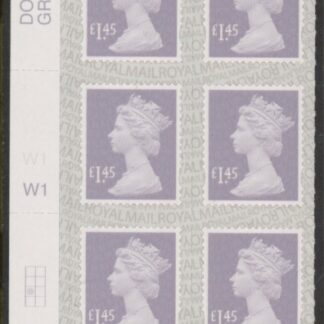 U2943  £1.45 lavender-grey  2B  M18L Cyld. W1    grid position  R3 C1  SBP   L/s Walsall  U/M (MNH)