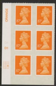 U2930  87p  2B yellow orange  M12L  cyld. D1  grid position R3 C3   DLR U/M (MNH)