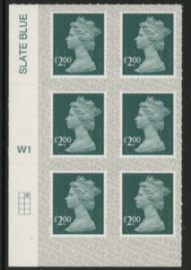 U2955 £2.00 dp.blue-blue M19L cyld. W1 grid position R1 C2  SBP  L/s  Walsall U/M (MNH)