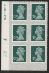 U2955 £2.00 dp.blue-blue M19L cyld. W1 grid position R1 C1  SBP  L/s  Walsall U/M (MNH)