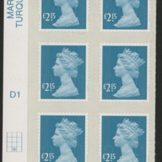 U2956 £2.15 turquoise M14L cyld. D1 grid position R4 C2   U/M (MNH)